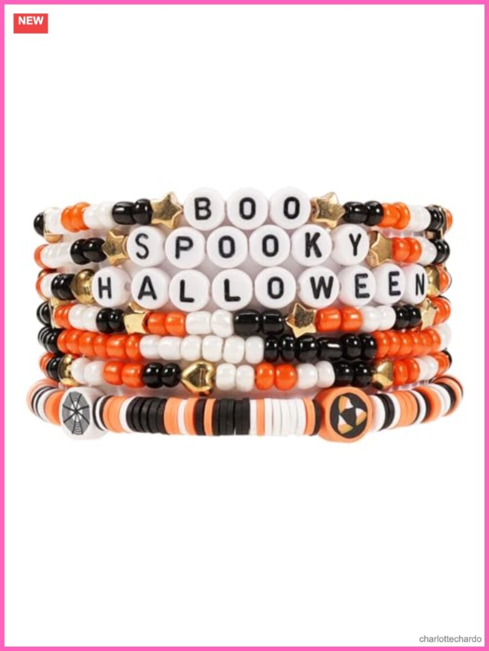 Heishi Beaded Stretch Bracelet Set Stackable Halloween Costume